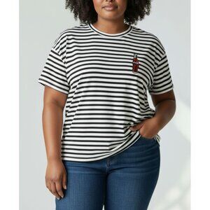 H&M X Coca-Cola Striped T-Shirt US XXL Black/White Cotton Blend Made In Turkey